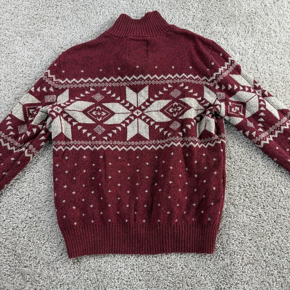 American Eagle Outfitters Y2K Sweater Mens Medium Red Fair Isle Henley Pullover